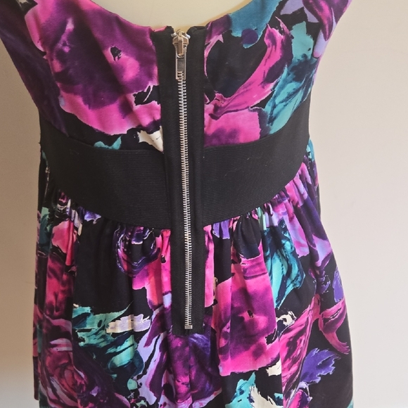Floral Mini Dress - Purple and Turquoise - Picture 5 of 8